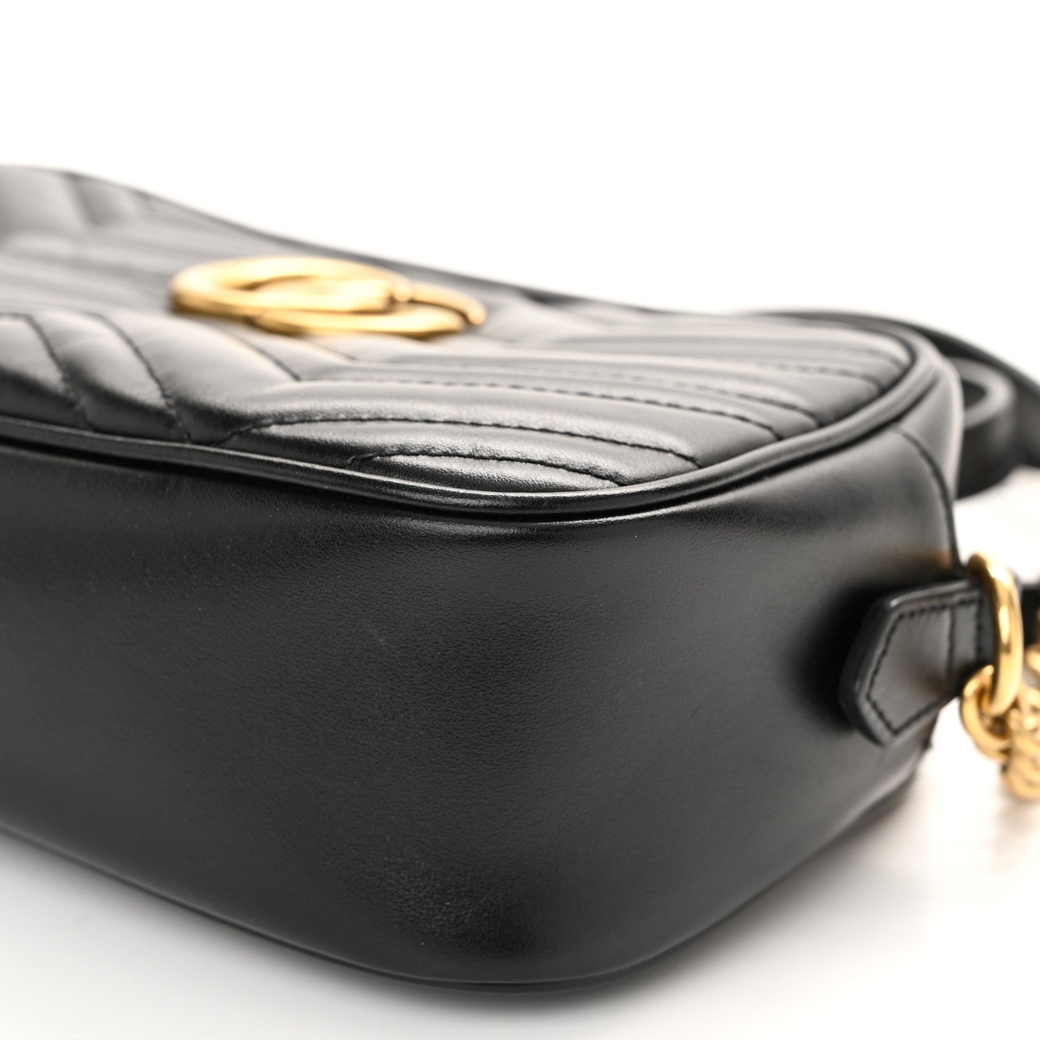 Gucci Calfskin Matelasse Small GG Marmont Chain Shoulder Bag Black 10 of 10