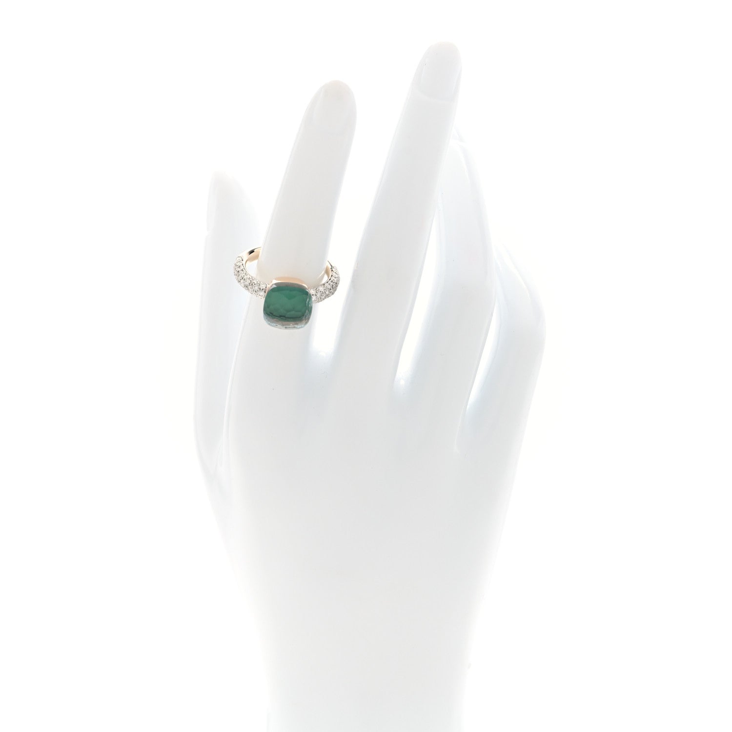 Pomellato 18K Rose White Gold Diamond Blue Topaz Agate Classic Nudo Ring 56 7.5 2 of 6