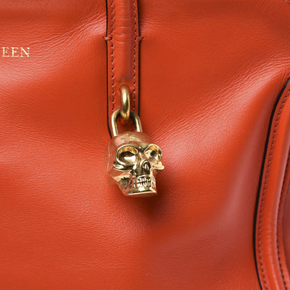 Alexander McQueen Calfskin Small Skull Padlock Zip Around Tote Orange 10 of 11