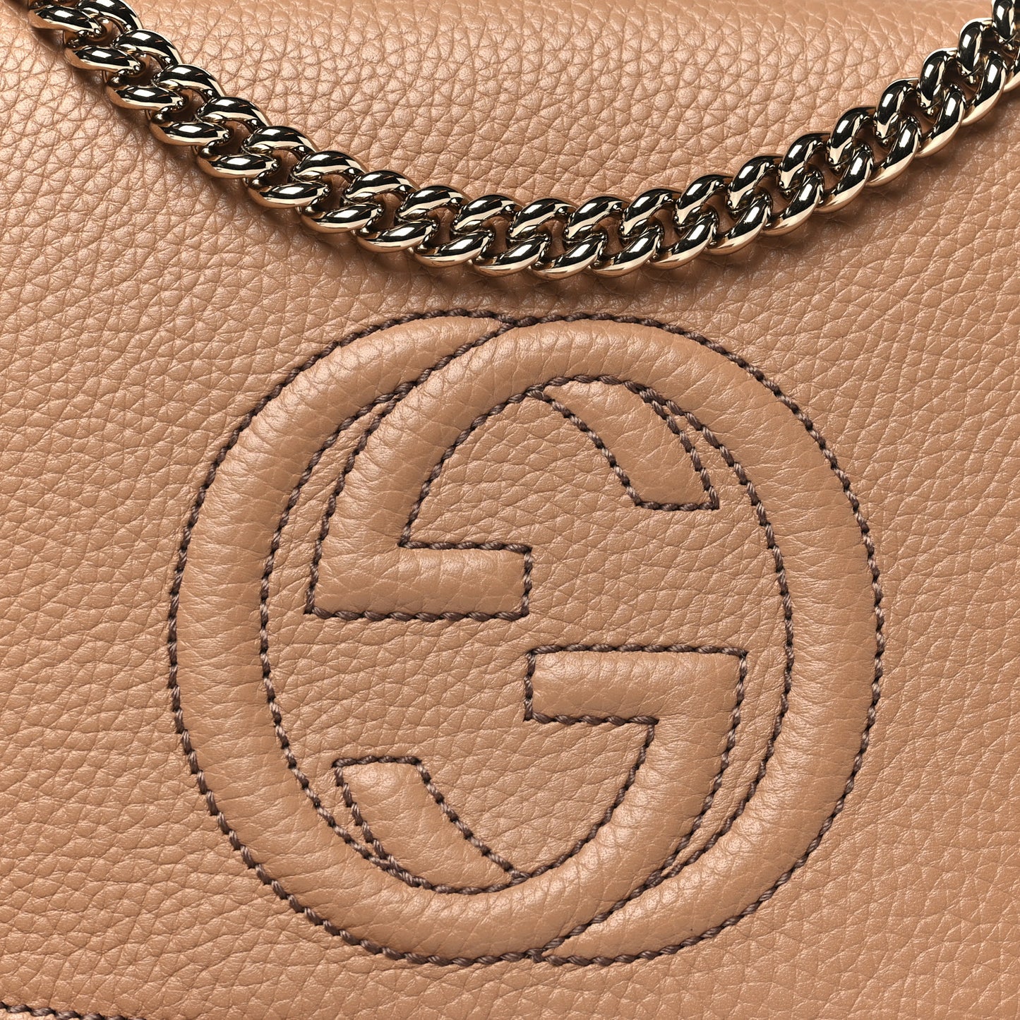 Pebbled Calfskin Medium Soho Flap Crossbody Camelia