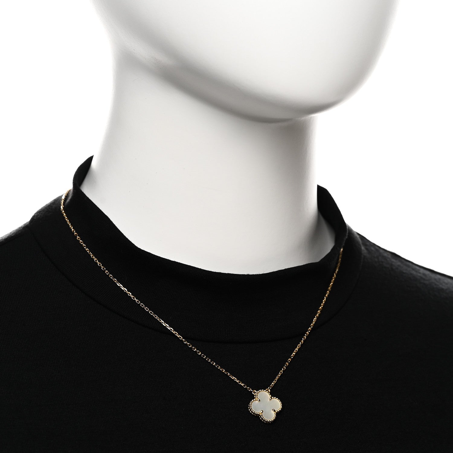Van Cleef & Arpels 18K Yellow Gold Mother of Pearl Vintage Alhambra Pendant Necklace 2 of 8