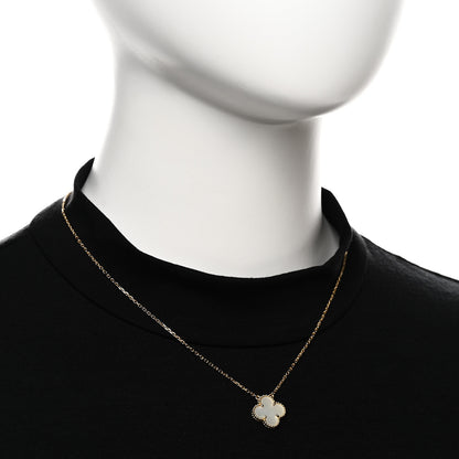 Van Cleef & Arpels 18K Yellow Gold Mother of Pearl Vintage Alhambra Pendant Necklace 2 of 8