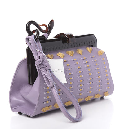 Christian Dior Lambskin Threaded Frame Clutch Violet Clair 3 of 11