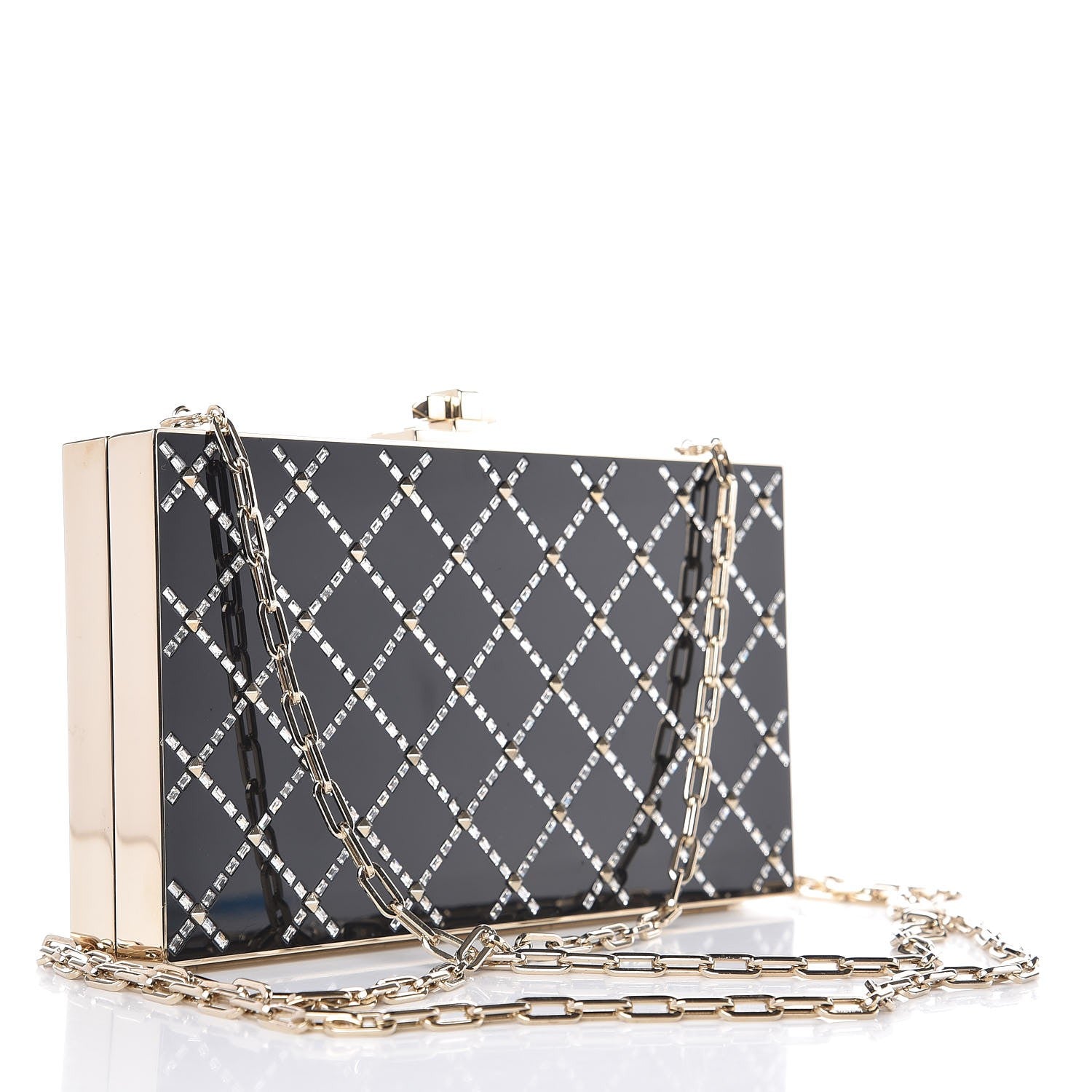 Valentino Garavani Swarovski Crystal Minaudiere Box Clutch Black 3 of 7