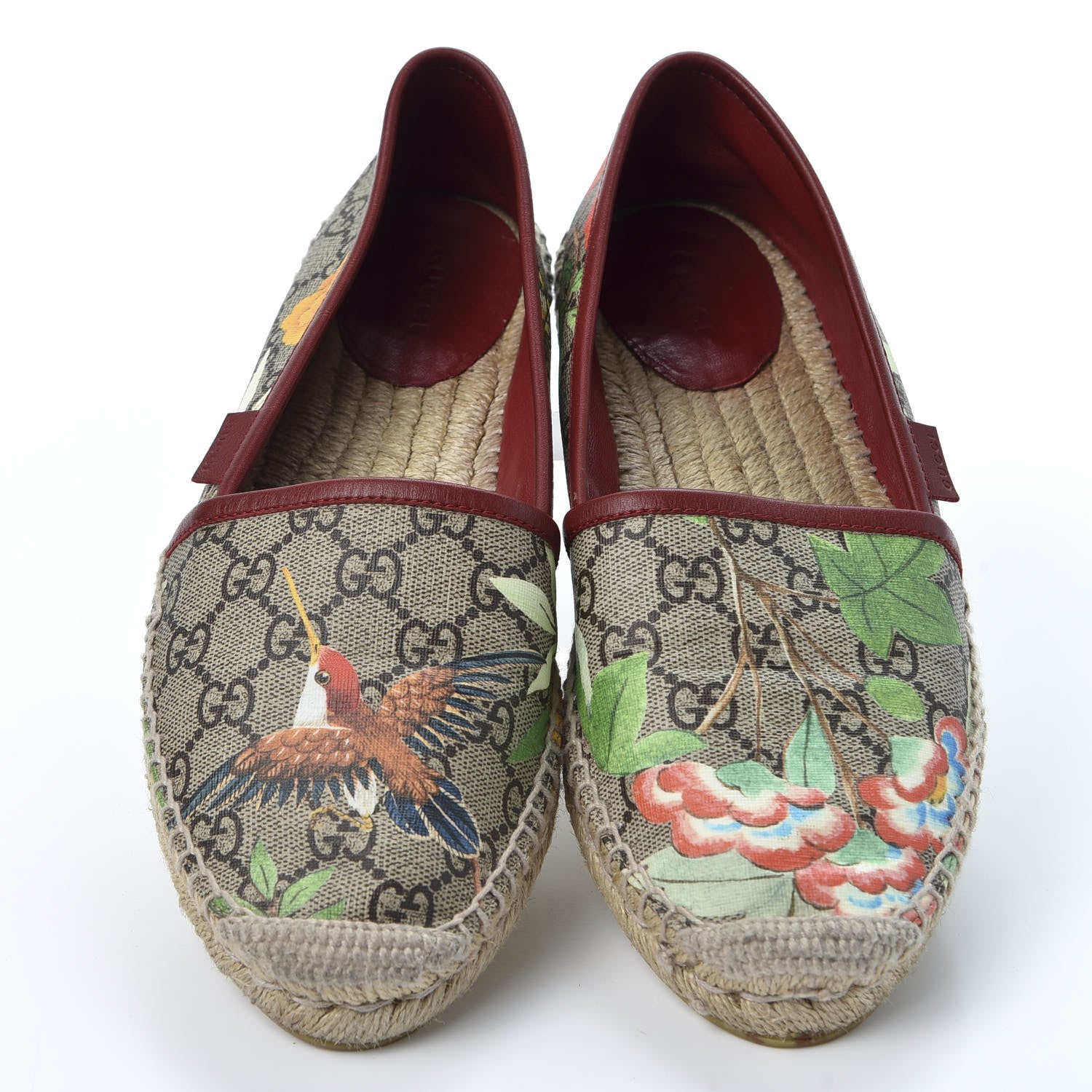 Gucci GG Supreme Monogram Tian Womens Espadrilles 38.5 Beige Multicolor Red 5 of 12