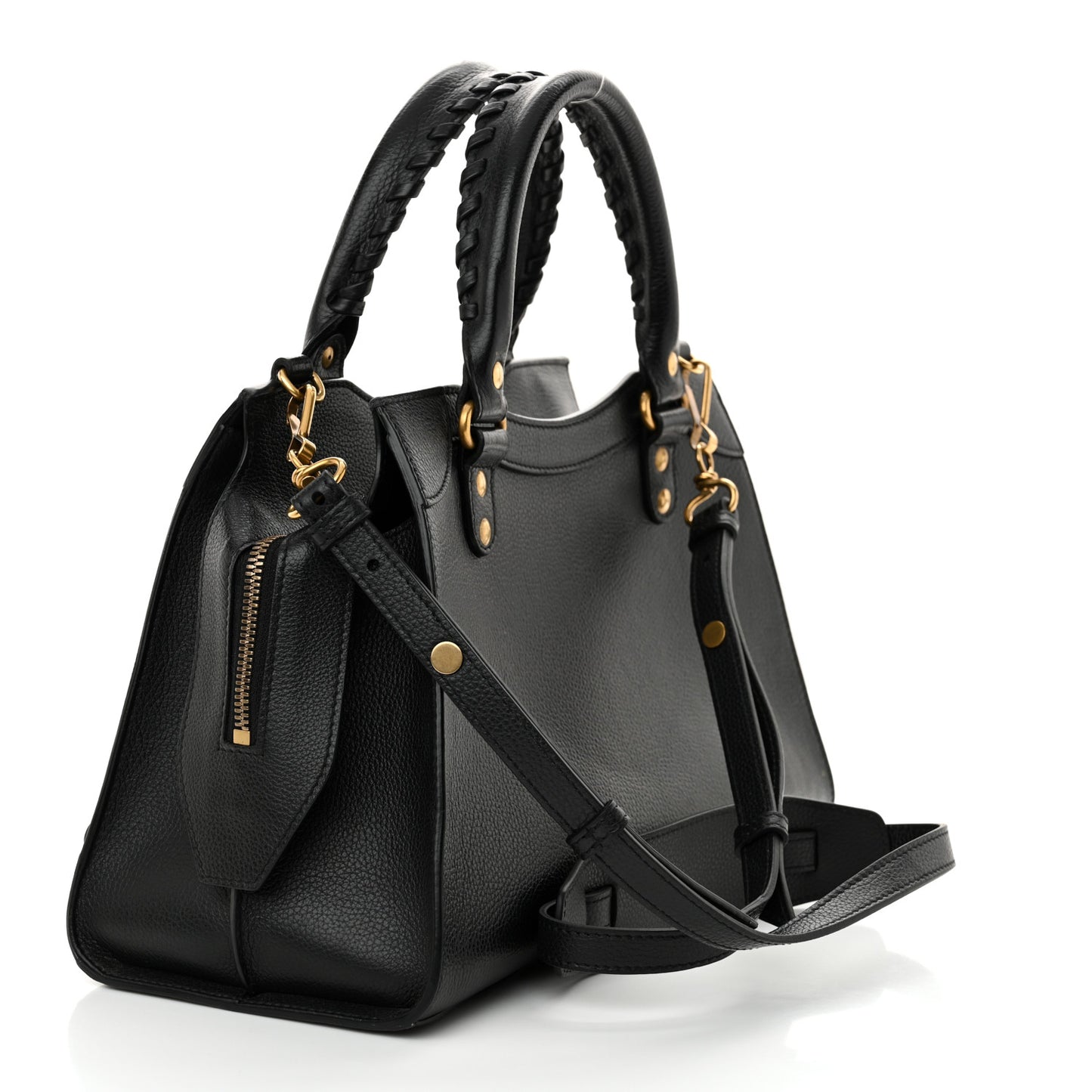 Grained Calfskin Neo Classic Gold Hardware S City Black