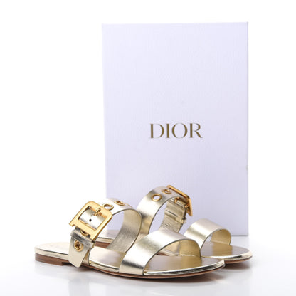 Christian Dior Laminated Calfskin D-Dior Slide Flat Sandals 39.5 Pale Gold 9 of 9