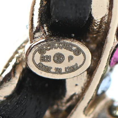 Chanel Lambskin Crystal Pearl CC Drop Earrings Gold Pearly White Black Multicolor 4 of 5