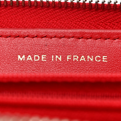 Chanel Lambskin Quilted Gusset Zip Around Wallet Red 7 of 9