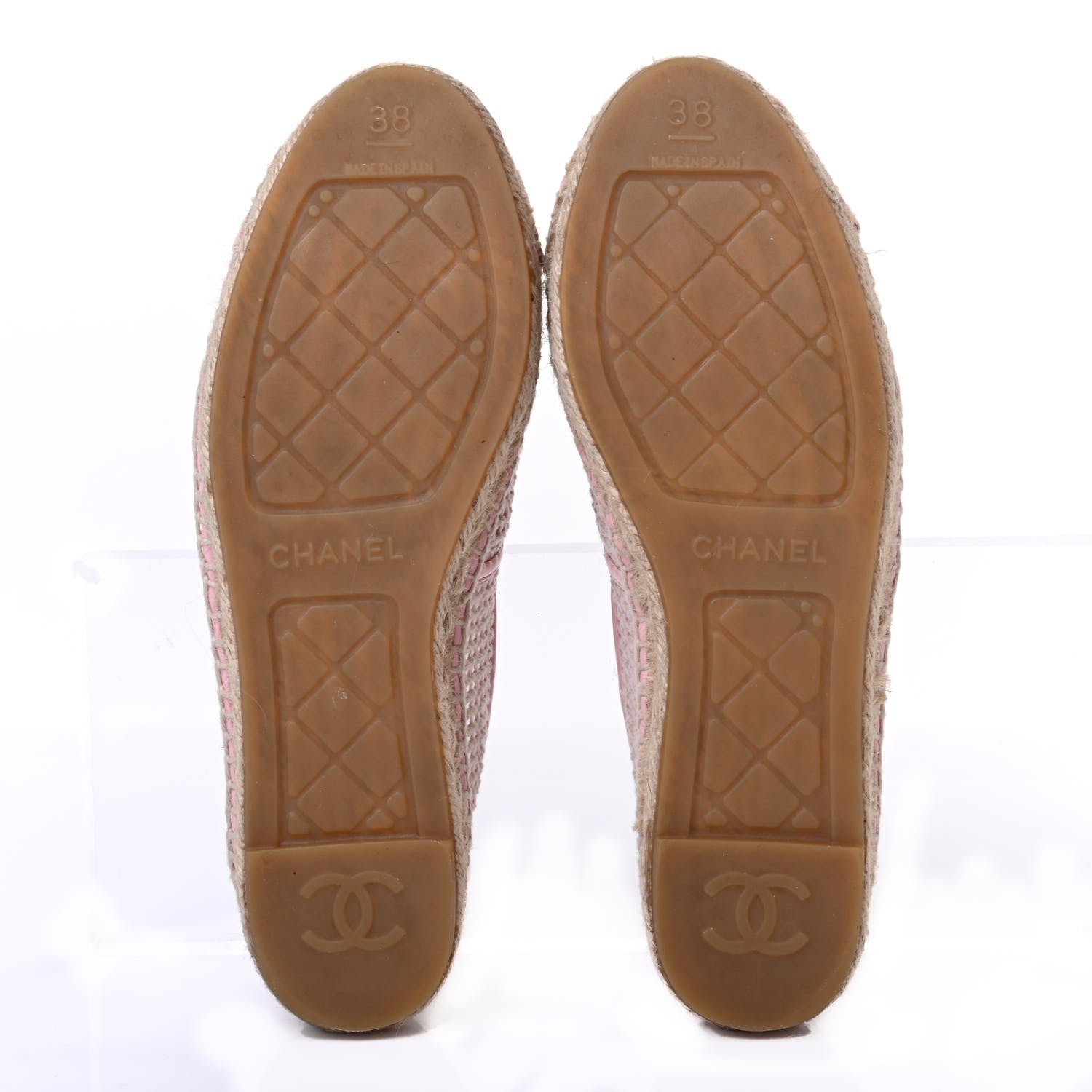 Chanel Mesh Lambskin CC Espadrilles 38 Light Pink Beige 4 of 4
