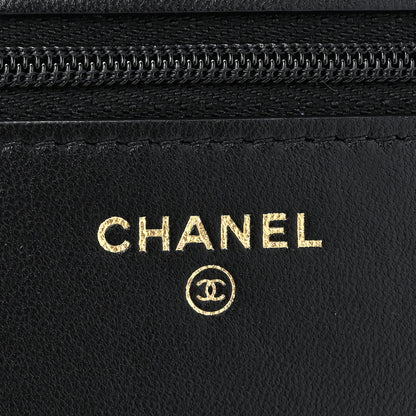 Chanel Lambskin Quilted Wallet On Chain WOC Black 6 of 13