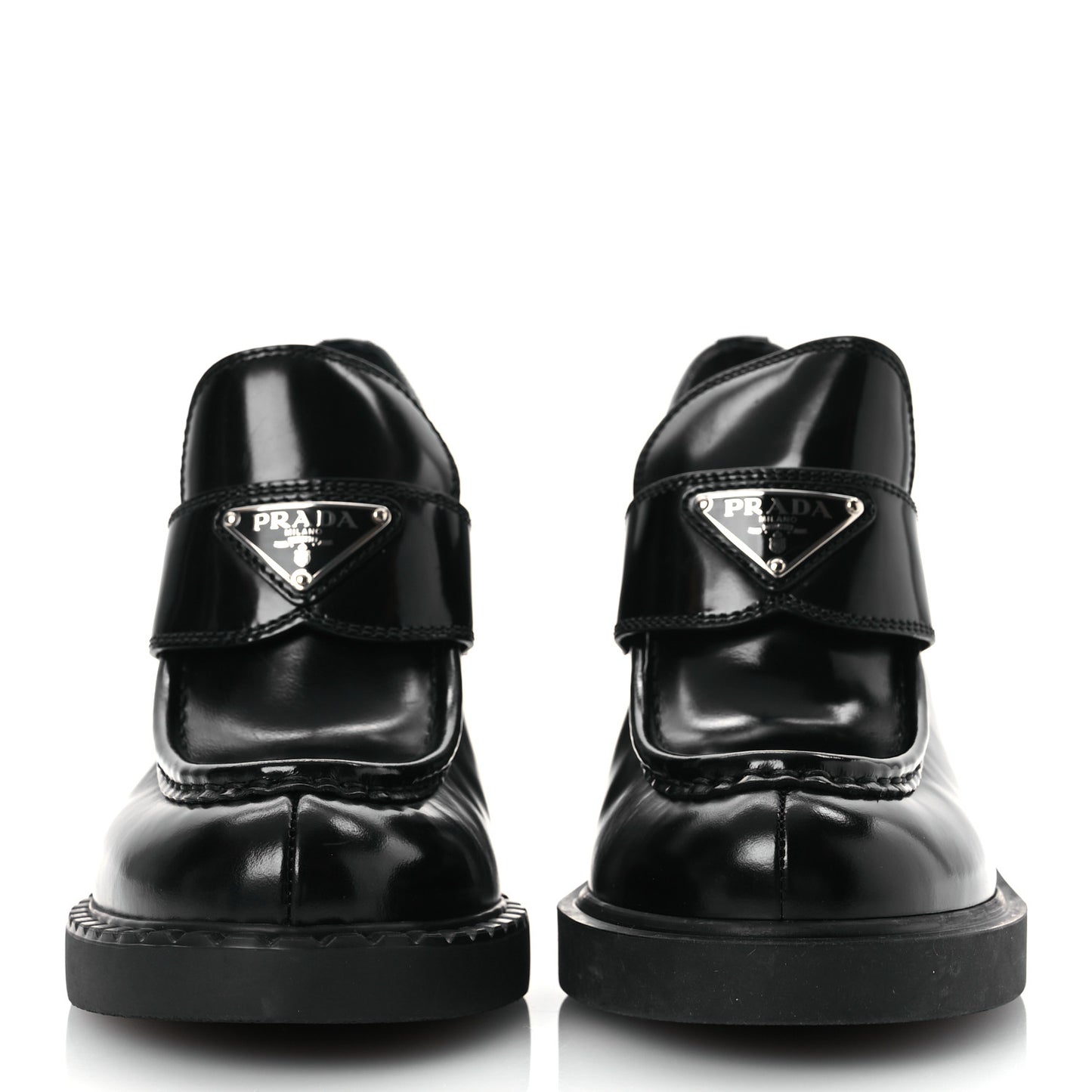 Spazzolato Metal Triangle Logo 85mm Loafers 40 Black