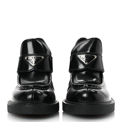 Prada Spazzolato Metal Triangle Logo 85mm Loafers 40 Black 3 of 12