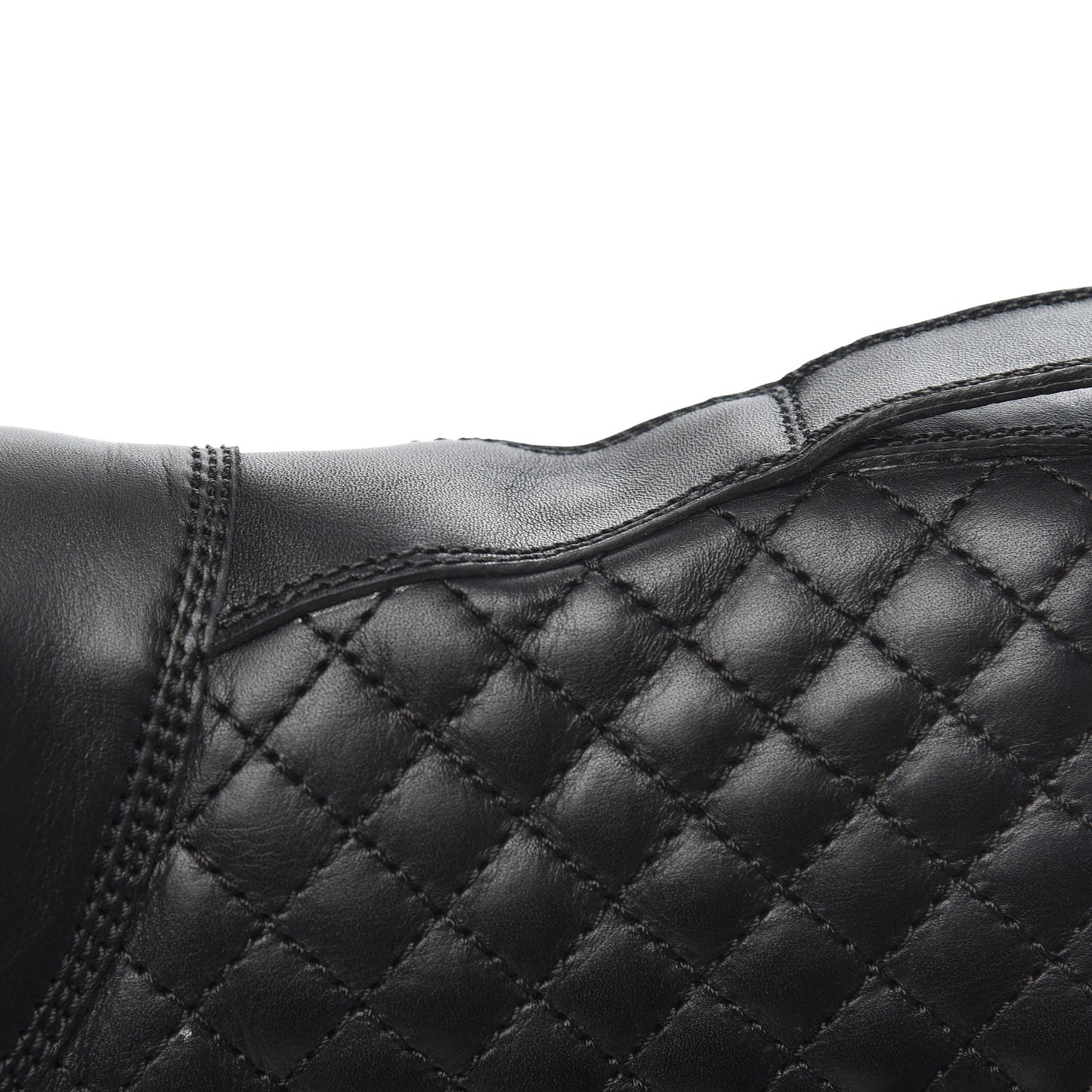 Calfskin Quilted Lace Up Combat Boots 37 Black