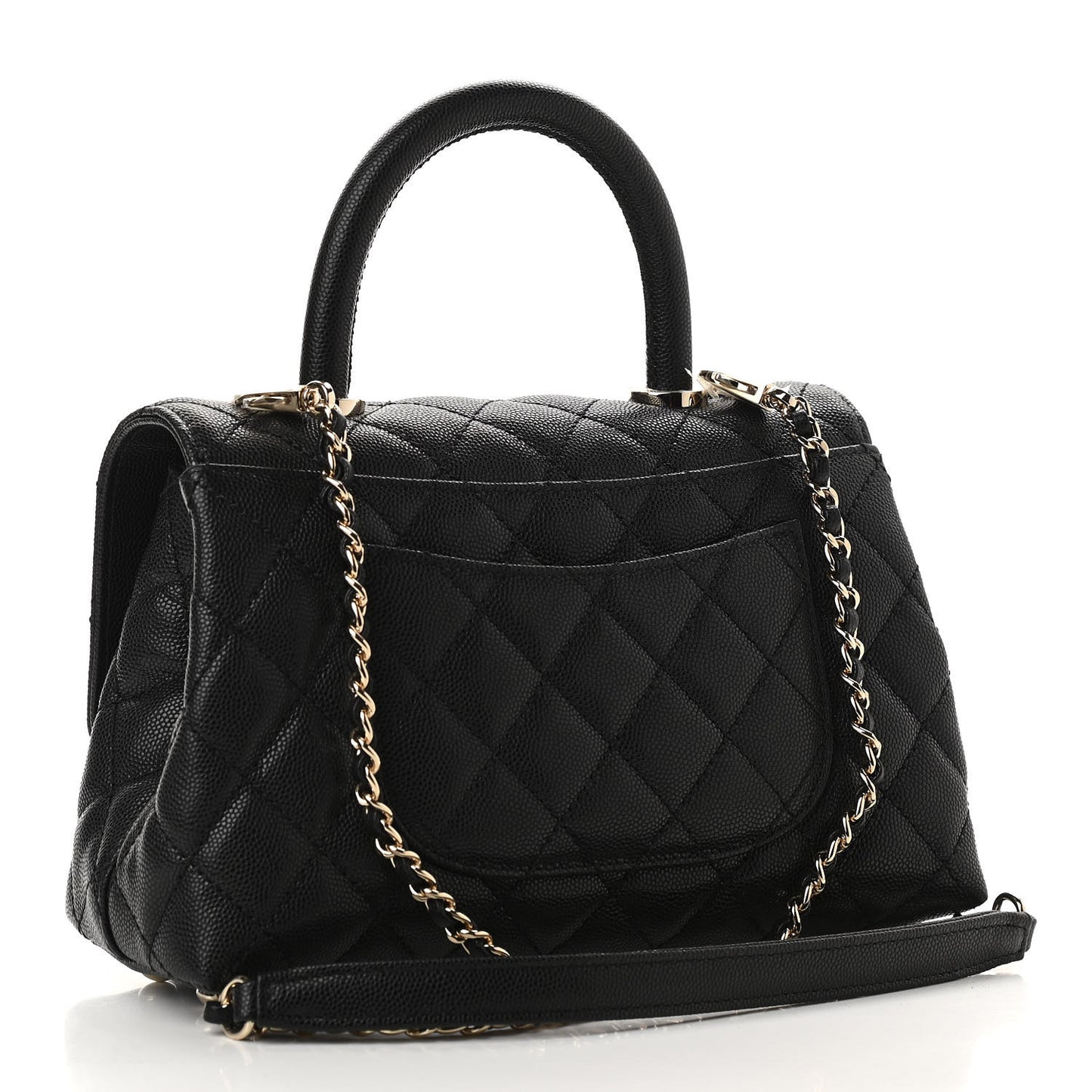 Caviar Quilted Mini Coco Handle Flap Black