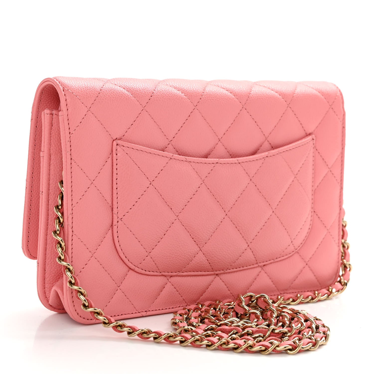 Chanel Caviar Quilted Wallet on Chain WOC Dark Pink 3 of 11