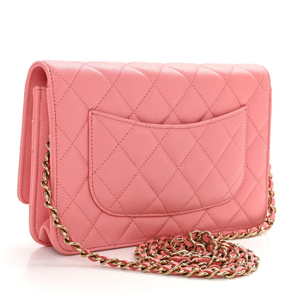 Chanel Caviar Quilted Wallet on Chain WOC Dark Pink 3 of 11