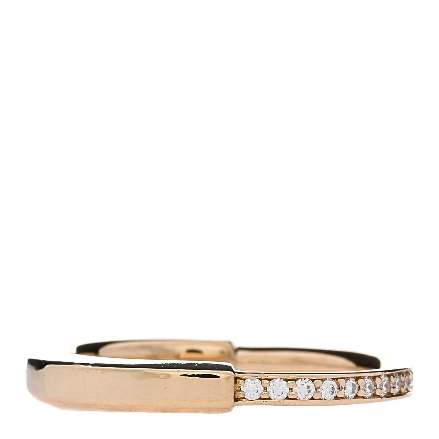 18K Yellow Gold Diamond Lock Ring 53 6.5