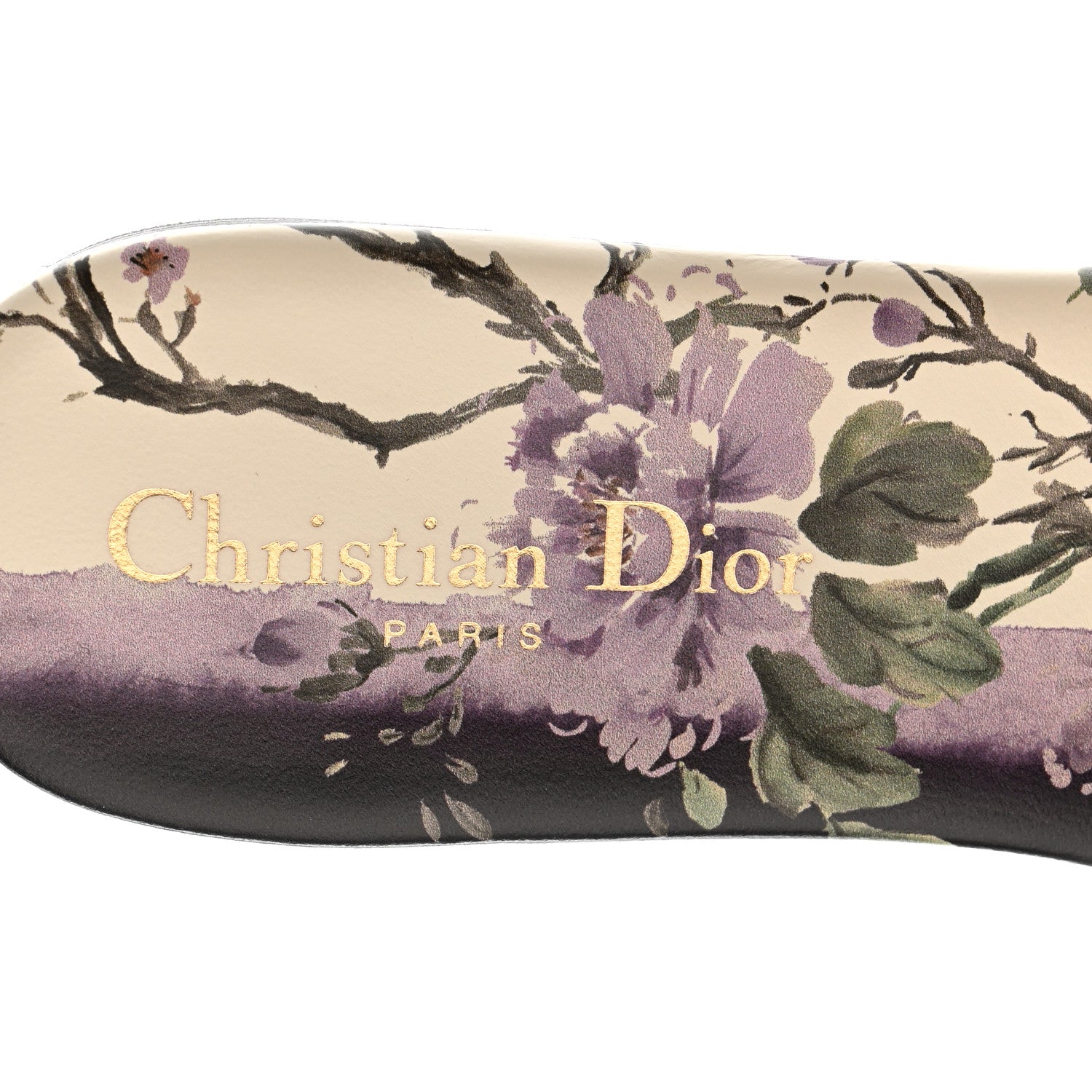 Christian Dior Canvas Pivoine Embroidered Dway Flat Slide Sandals