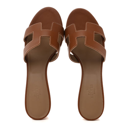 Hermes Calfskin Oasis Sandals 40 Gold 2 of 9