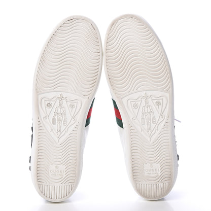 Gucci Calfskin Web Floral Embroidered Womens Ace Sneakers 38.5 White 5 of 9