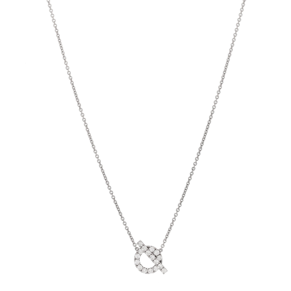 Hermes 18K White Gold Diamond Finesse Pendant Necklace 1 of 6