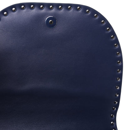 Valentino Garavani Vitello Colorblock Large Free Rockstud Halfmoon Saddle Bag Marine White 11 of 15