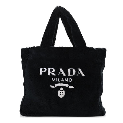 Prada Terry Cloth Tote Bag Black White 1 of 11