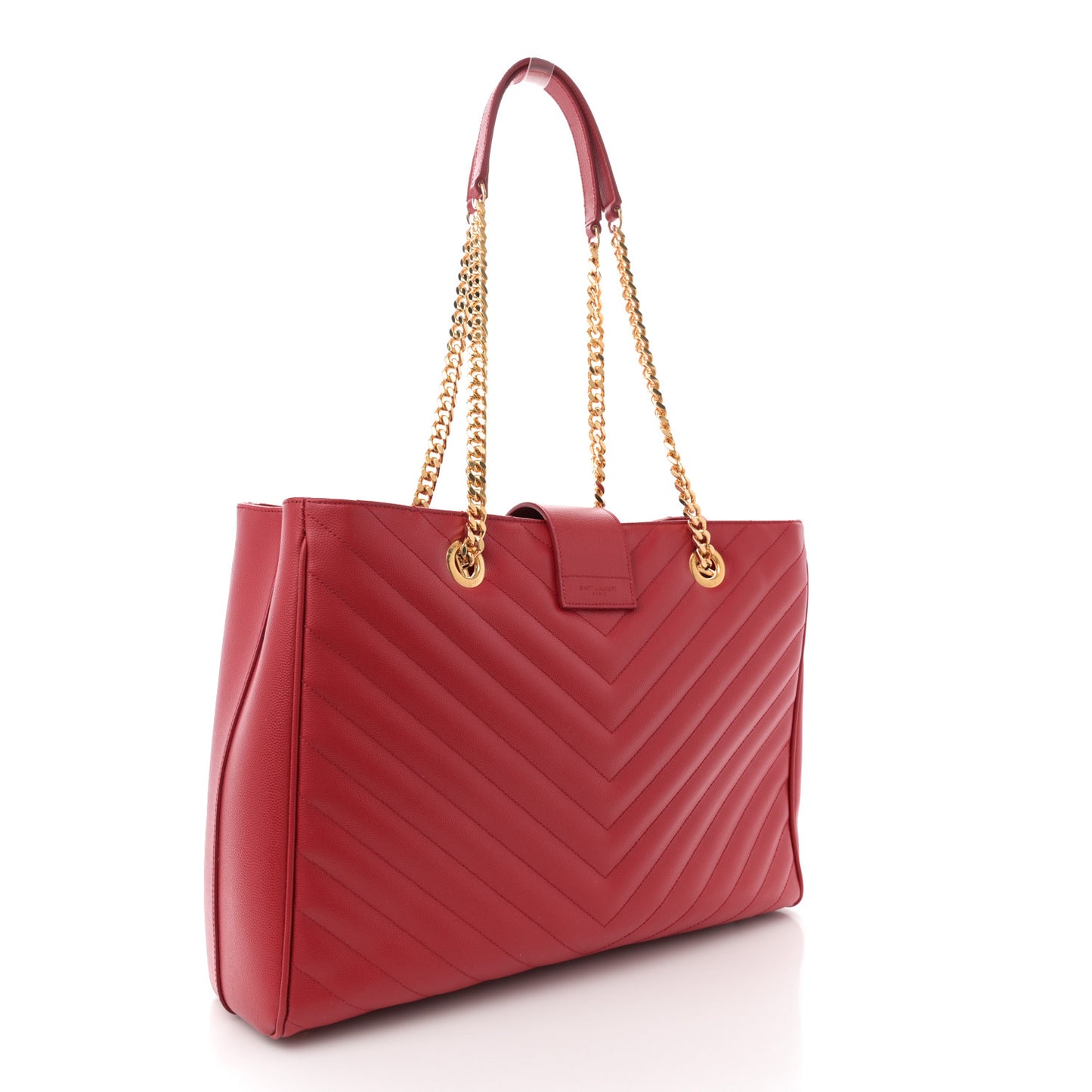 Grain De Poudre Matelasse Chevron Monogram Shopping Bag Red