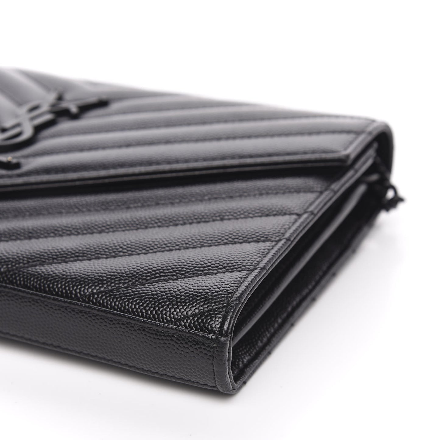 Grain De Poudre Matelasse Chevron Monogram Chain Wallet Black