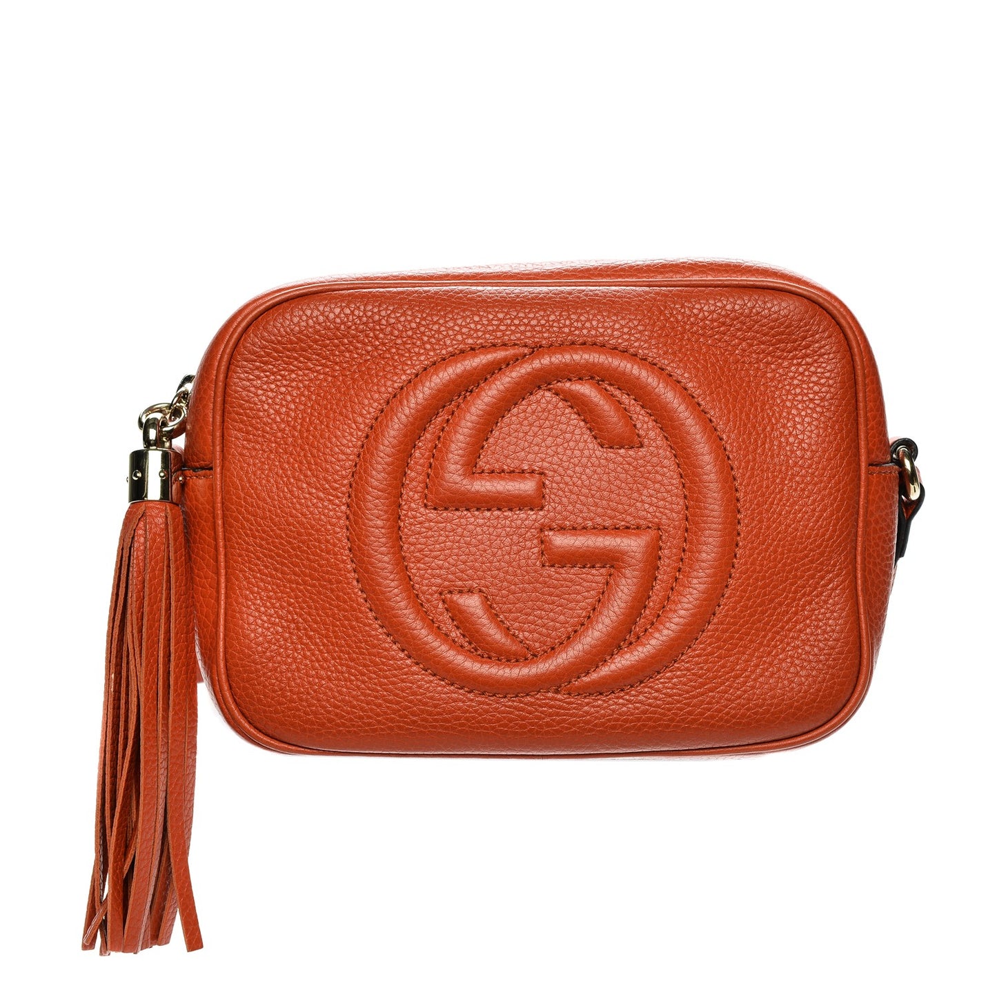 Pebbled Calfskin Small Soho Disco Bag Sun Orange