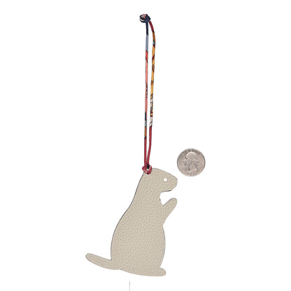 Hermes Epsom Togo Petit H Groundhog Bag Charm GM Beton Rouge Garance 2 of 4