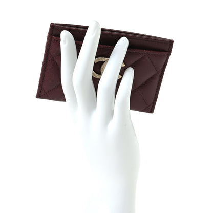 Chanel Caviar Quilted Studded CC Card Holder Burgundy 2 of 7