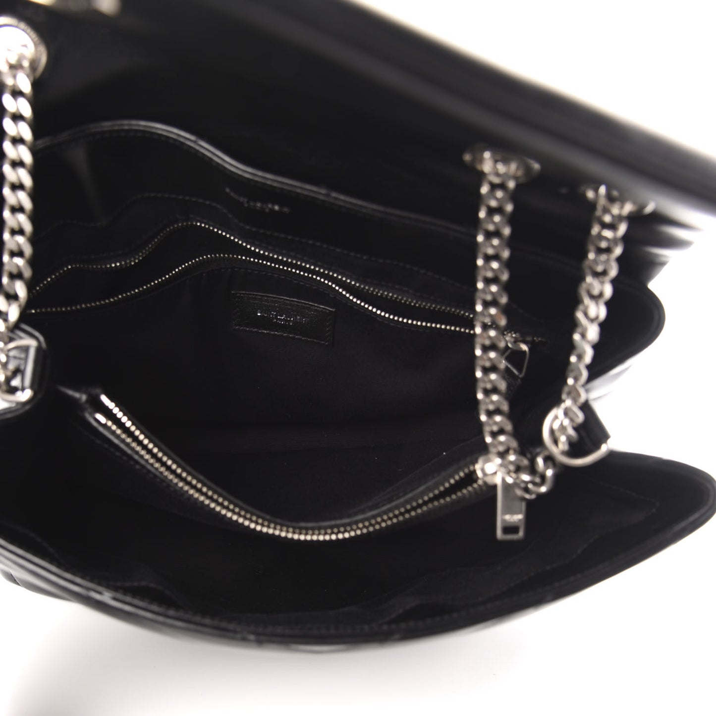 Calfskin Y Quilted Monogram Medium Loulou Chain Satchel Black