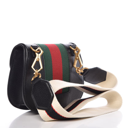Gucci Calfskin Web Crystal Butterfly Stripe Small Totem Shoulder Bag Black 3 of 9