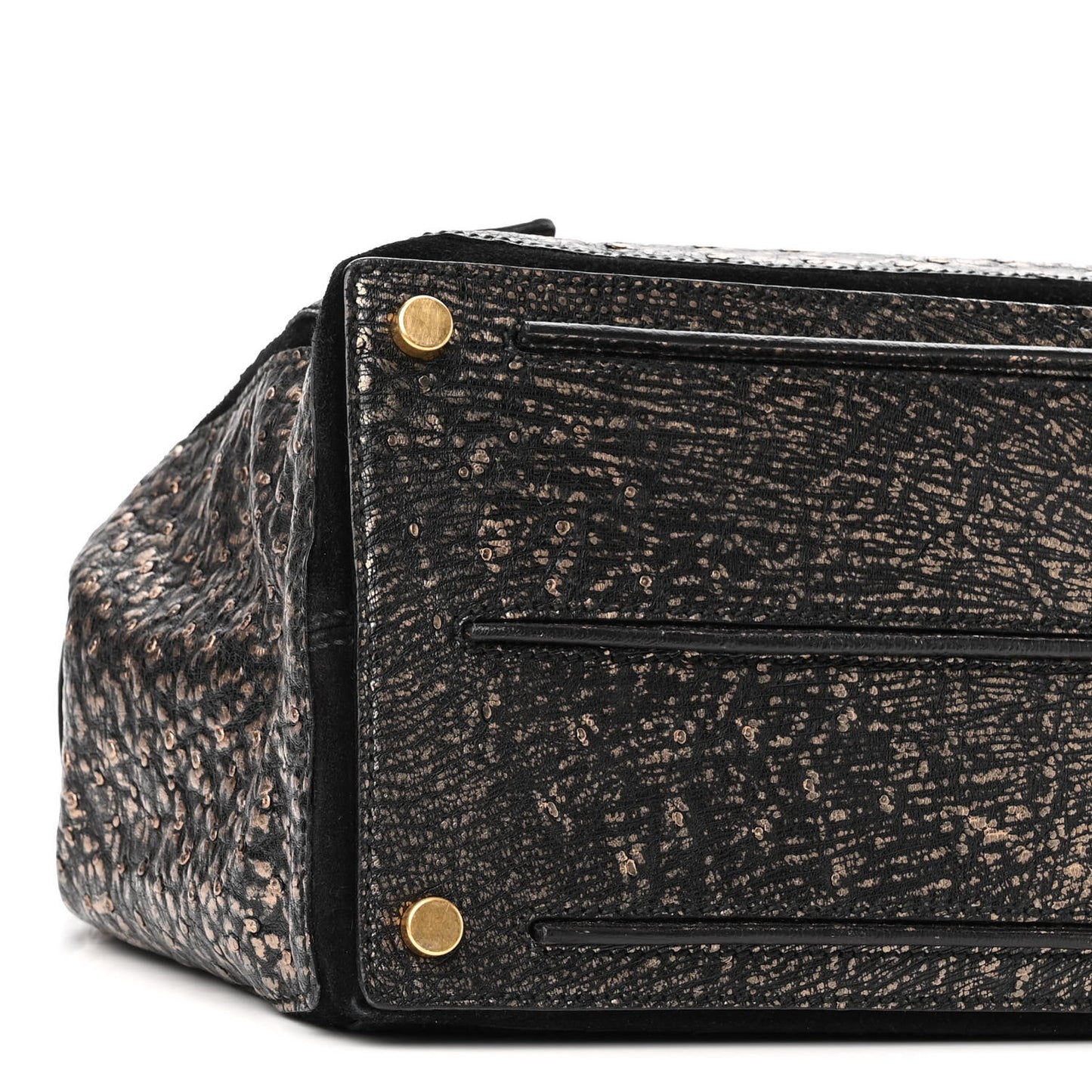 Ostrich Large Muse Two Black Gold