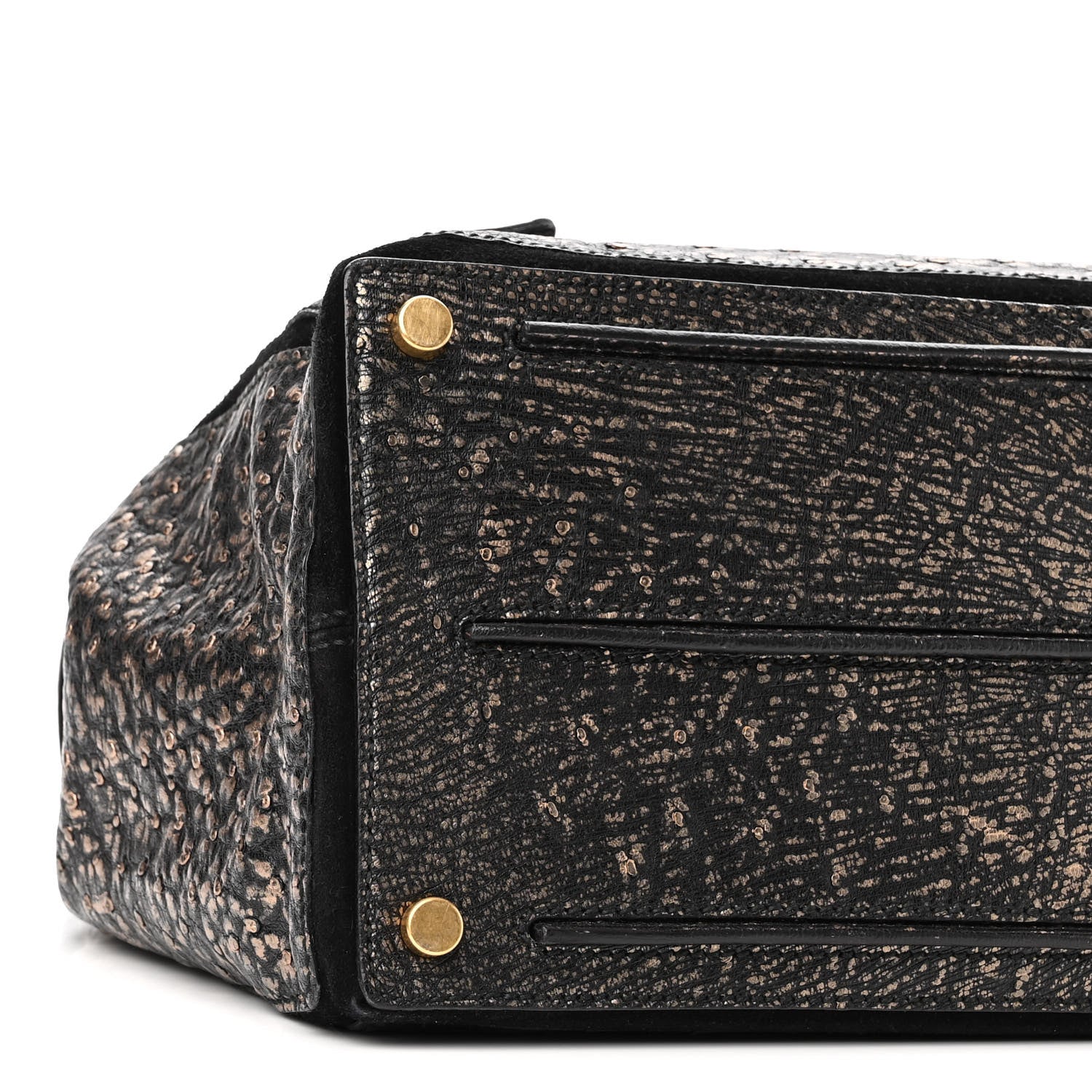 Saint Laurent Ostrich Large Muse Two Black Gold 10 of 11