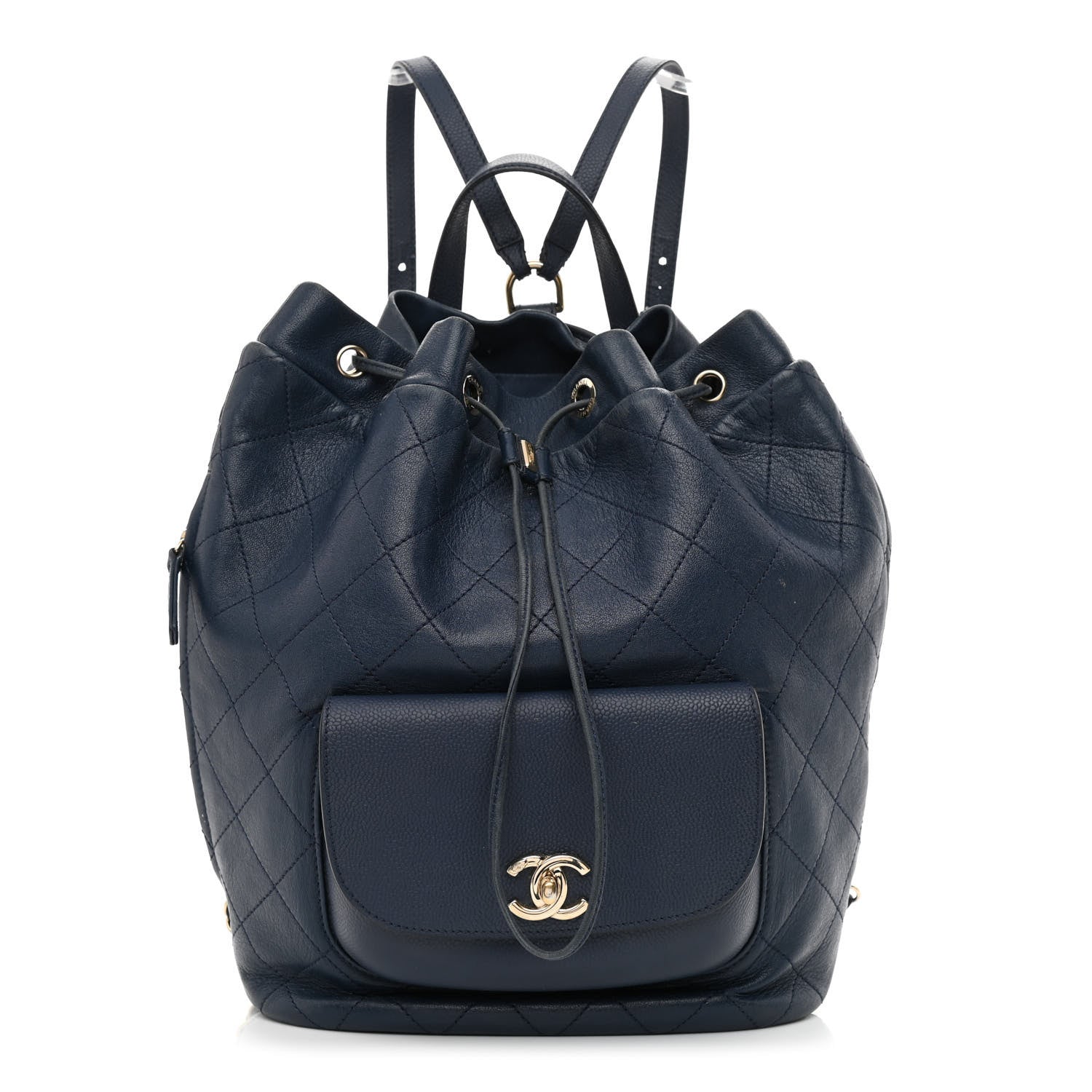 Chanel Sheepskin Caviar Quilted Daily Round Backpack Blue 1 of 10