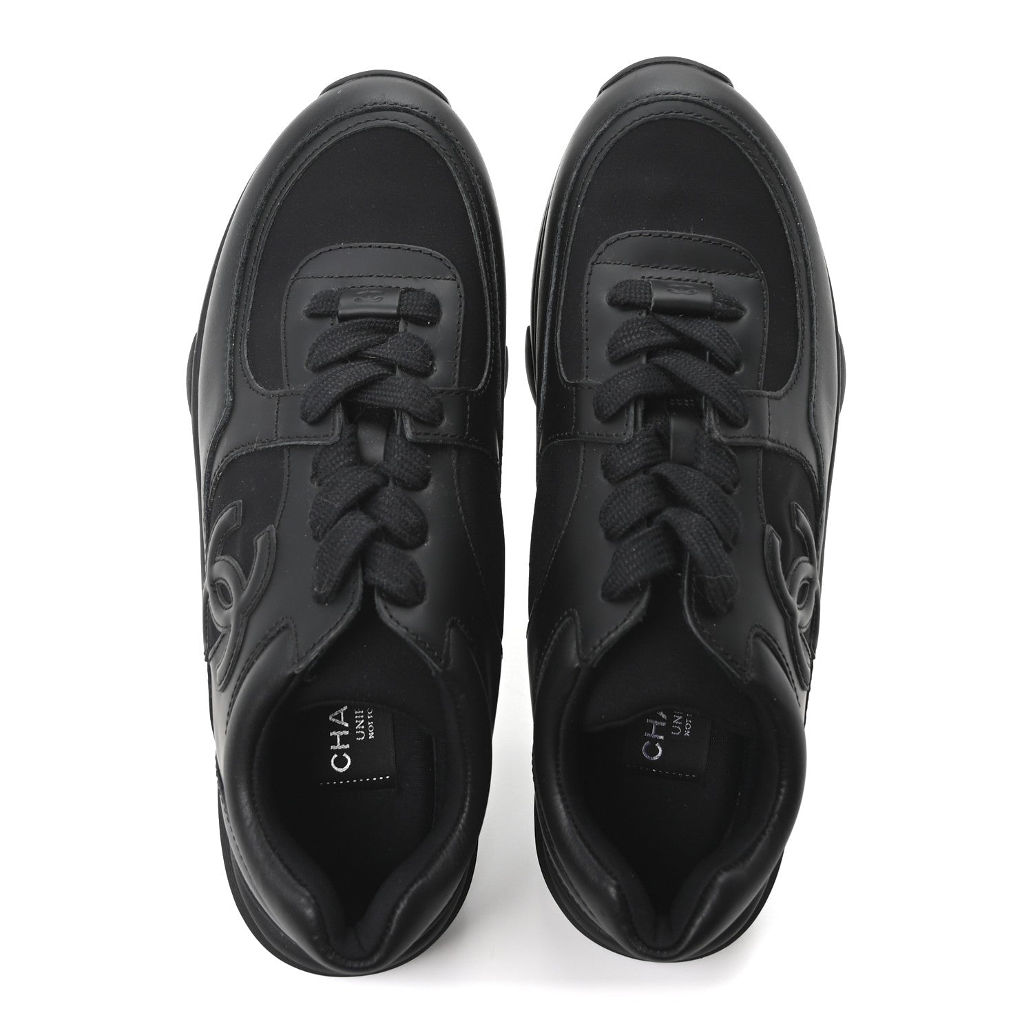 Chanel Lambskin Fabric CC Uniform Sneakers 38.5 Black 2 of 10