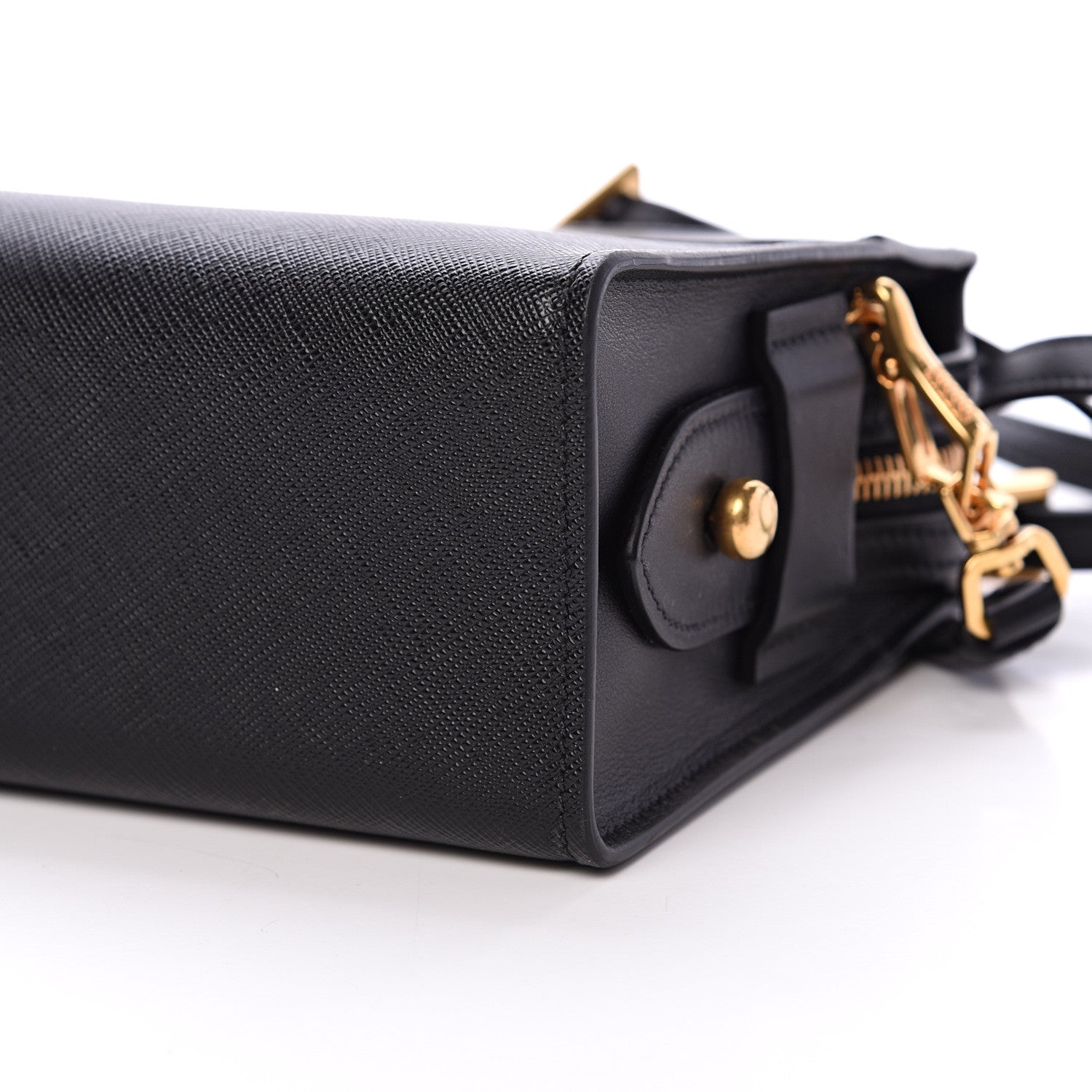 Prada Saffiano City Calfskin Esplanade Crossbody Bag Black 9 of 9