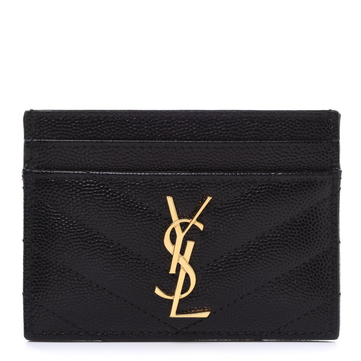 Grain De Poudre Matelasse Chevron Monogram Credit Card Case Black