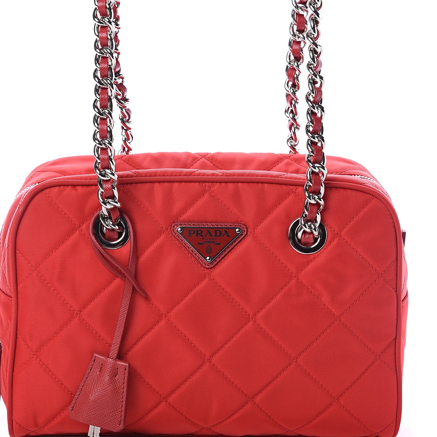 Prada Nylon Tessuto Impuntu Quilted Shoulder Bag Rosso 6 of 8