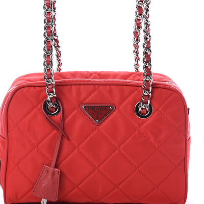 Prada Nylon Tessuto Impuntu Quilted Shoulder Bag Rosso 6 of 8
