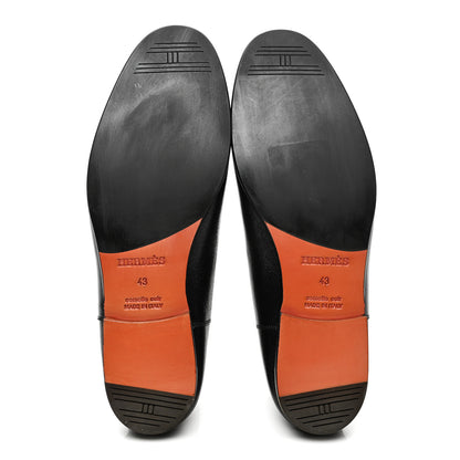 Hermes Goatskin Mens Tenor Mocassin Loafers 43 Black 6 of 11