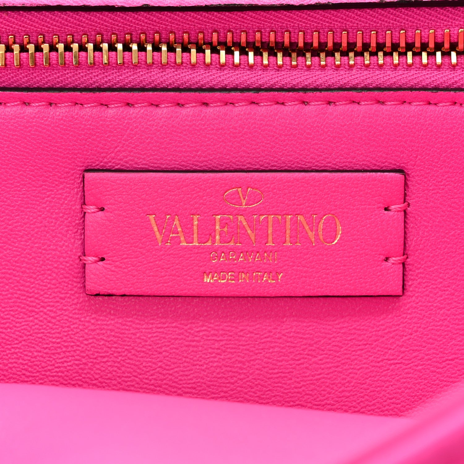 Valentino Garavani Nappa Lacquer Monochrome Roman Stud Wallet On Chain Pink PP 6 of 11