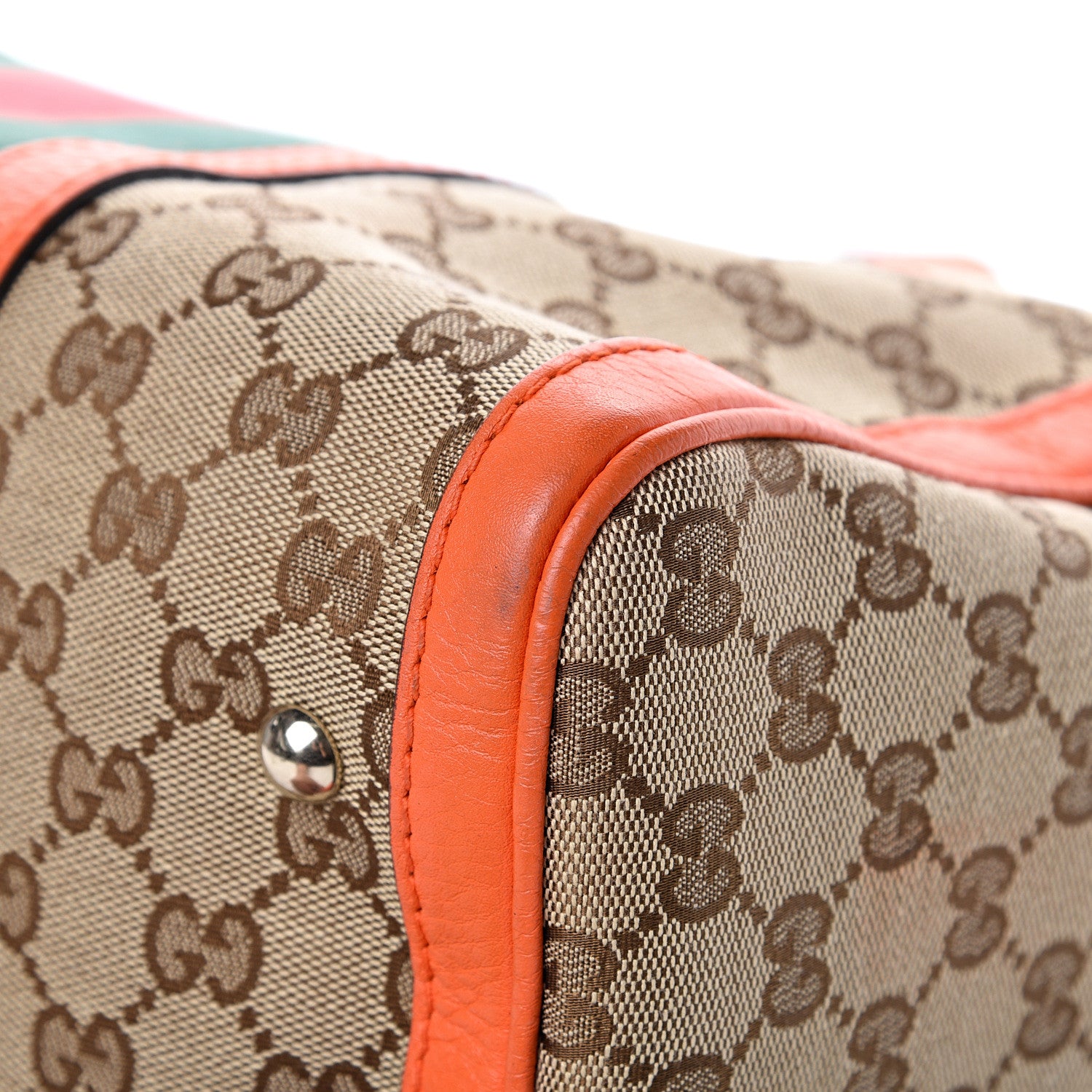 Gucci Monogram Vintage Web Medium Boston Orange 10 of 14