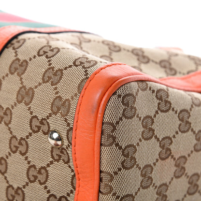 Gucci Monogram Vintage Web Medium Boston Orange 10 of 14