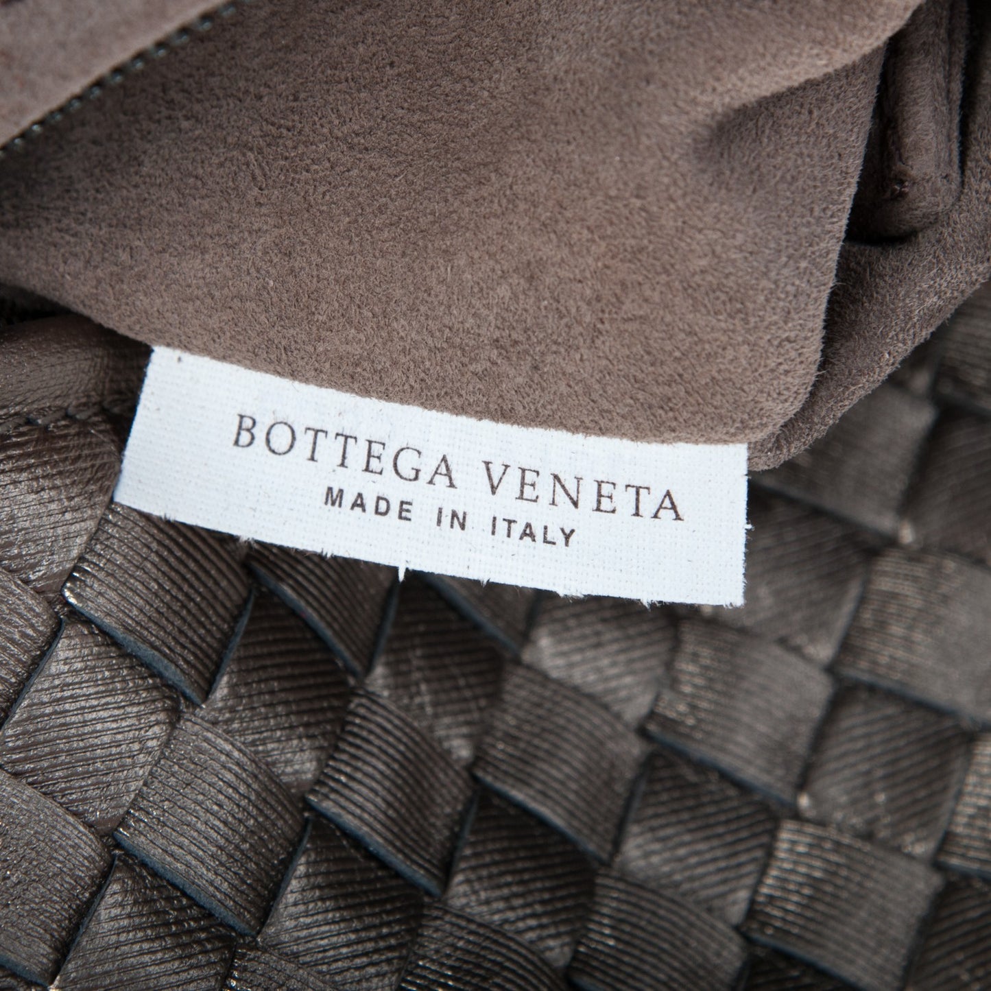 Metallic Grosgrain Intrecciato Medium A Shape Seamless Tote Pewter