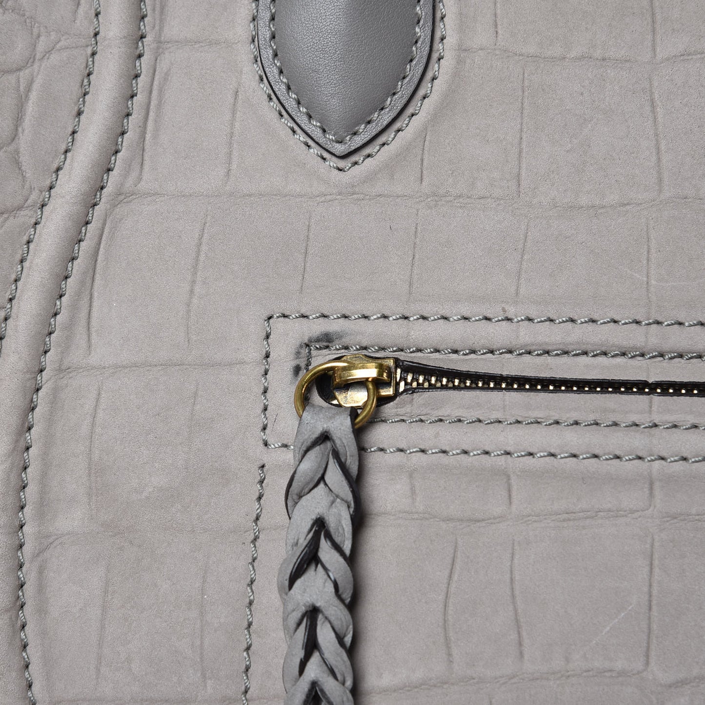 Crocodile Embossed Nubuck Medium Phantom Luggage Grey