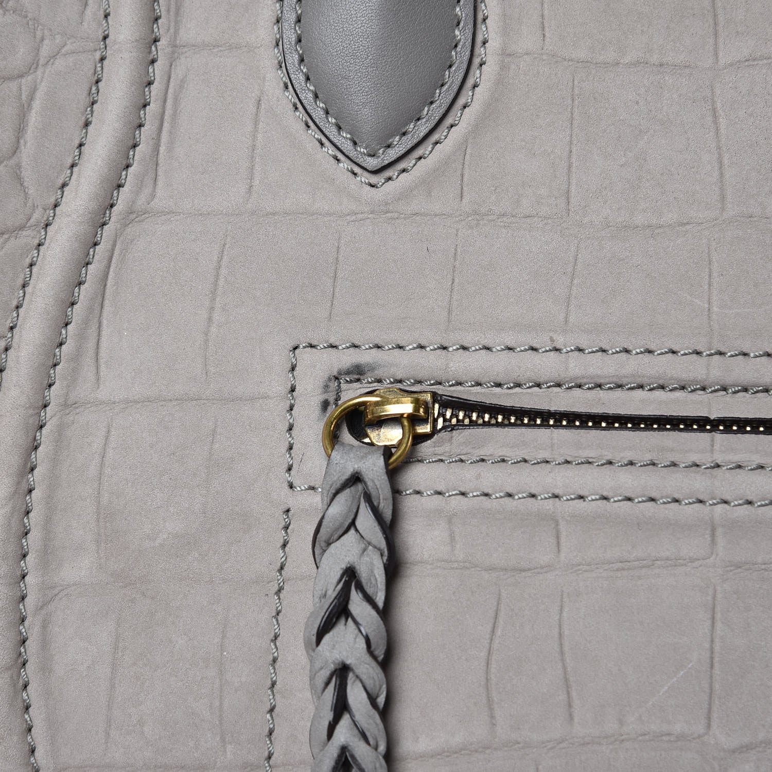 Celine Crocodile Embossed Nubuck Medium Phantom Luggage Grey 17 of 20
